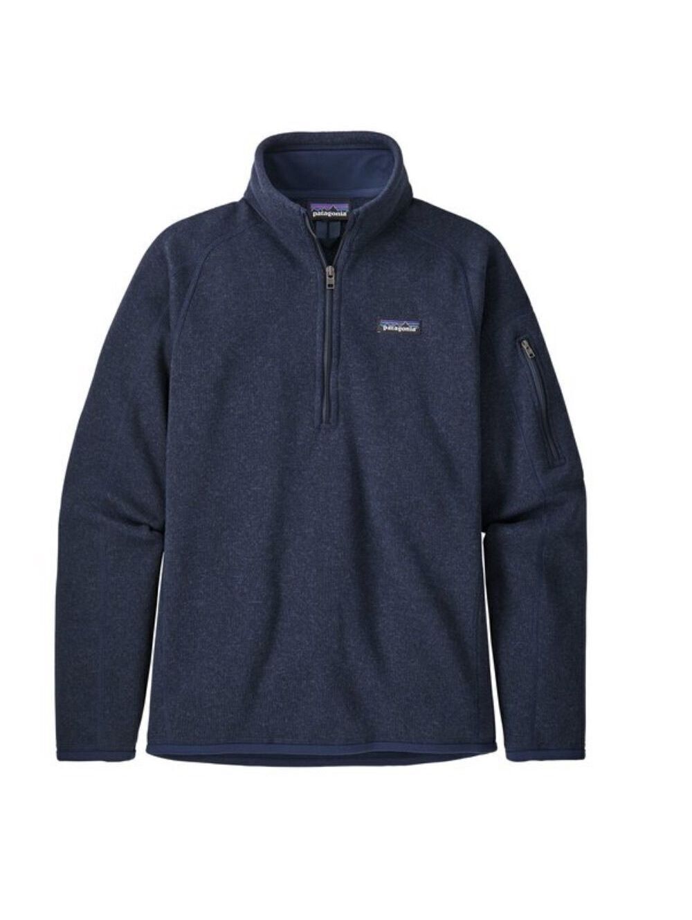 Patagonia Better Sweater 1/4 Zip Navy Blue Slim Fit Wool Blend Health Logo XS